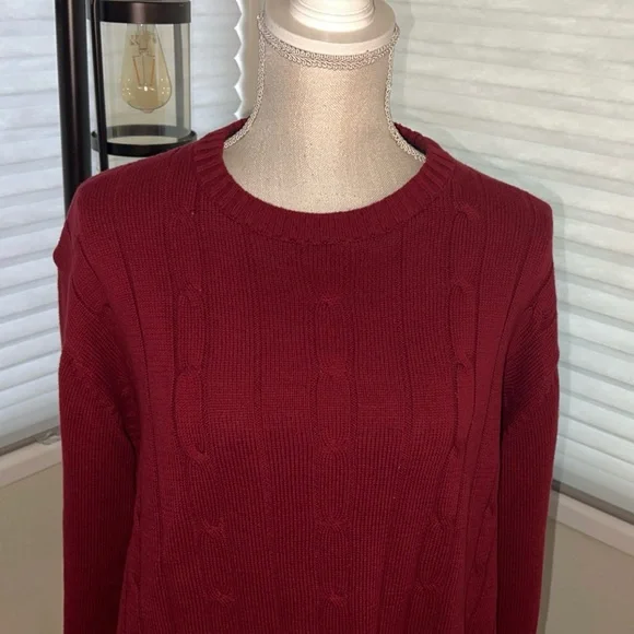 OSCAR DE LA RENTA Burgundy Knitwear Sweater